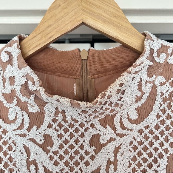 Portia and Scarlett Glitter Lace Mockneck Floor Length Bat Sleeve Evening Dress - Picture 16 of 16